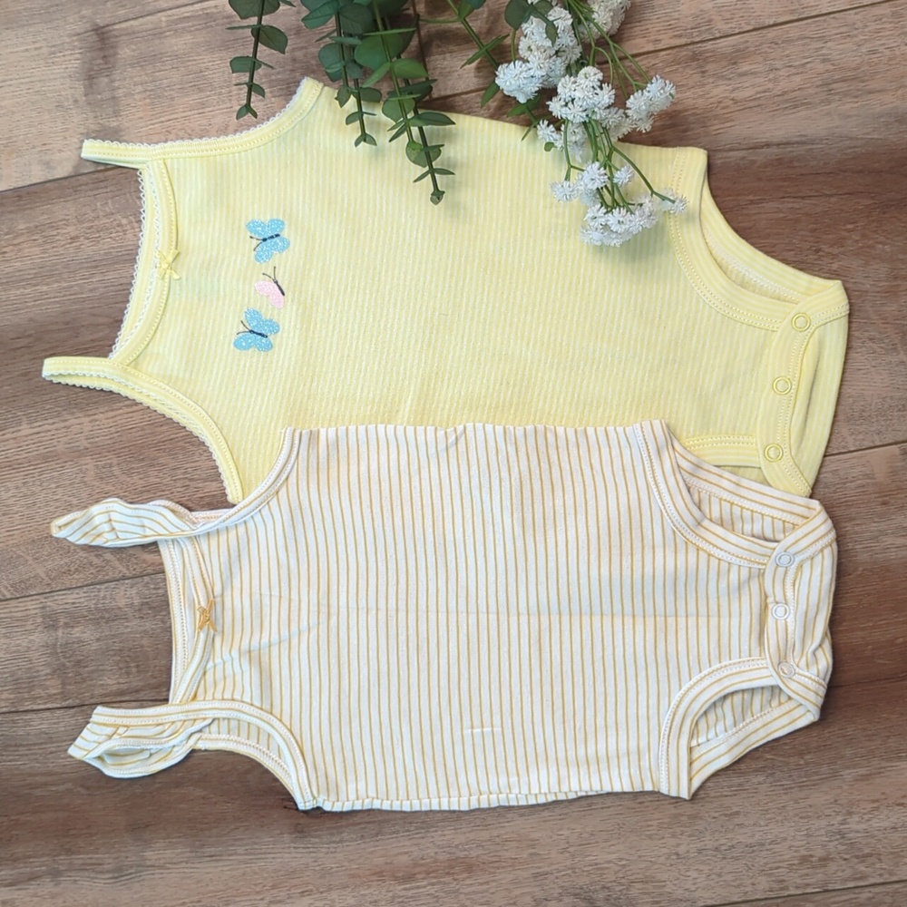 NWOT Carter's Sleeveless Striped Spring Onesies, 12 Month